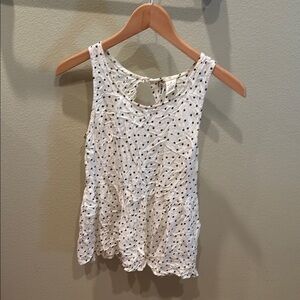 Mimi Chica White Black Cut Out Peplum Tank Top